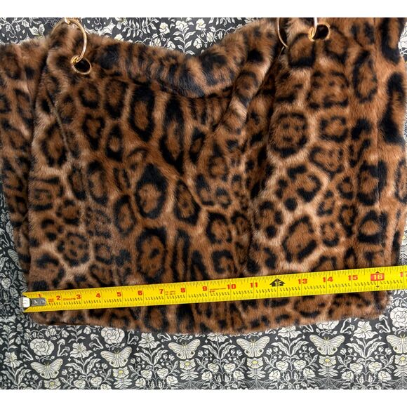 Expressions NYC Leopard Faux Fur Tote Luxury Vegan Handbag NWT - Picture 6 of 10